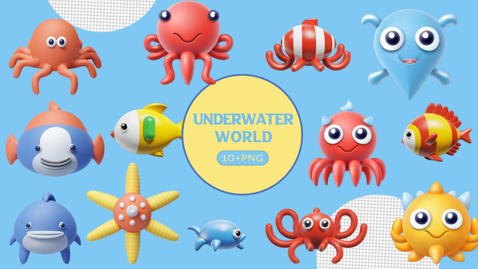 Friendly Marine Creatures 3D Pack for Children's Education